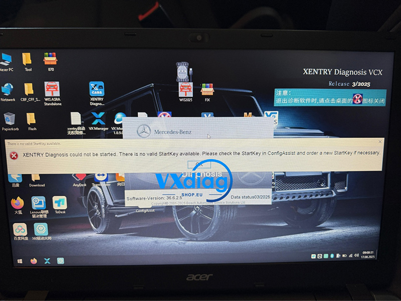 VXDIAG VCX SE for Benz – XENTRY Diagnosis StartKey Error