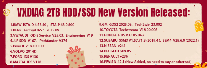 V2025.9 VXDIAG 2TB HDD/SSD New Version Released with PW3 Software Included