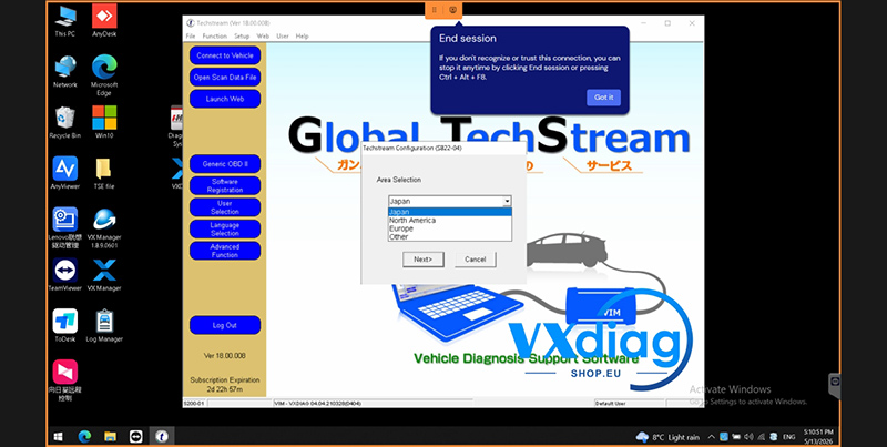 How to Change Region for Vxdiag VCX SE for Toyota Question