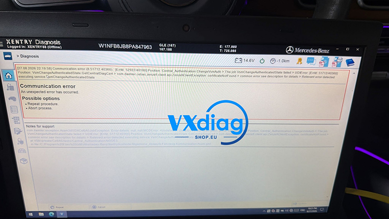 How to Solve VXDIAG Benz Communication Error: An Unexpected Error Has Occurred?